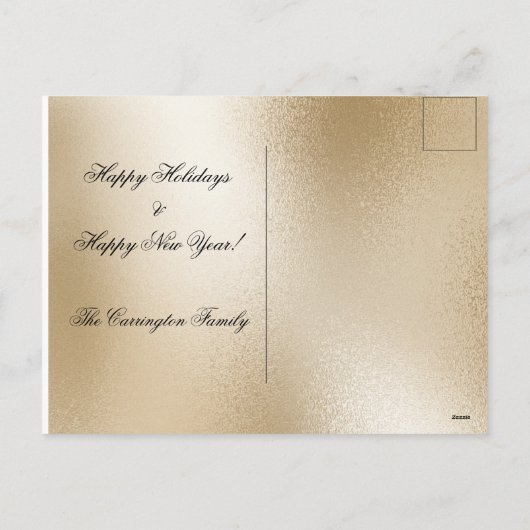 Gold Metallic Blue Elegant Pine Merry kerst H Feestdagenkaart (Achterkant)