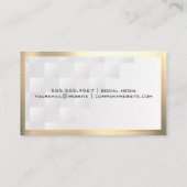 Gold Metallic Border | Geometrisch wit Visitekaartje (Achterkant)