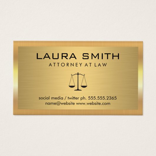 Gold Metallic Border | Goud metaal geborsteld Visitekaartje (Voorkant)