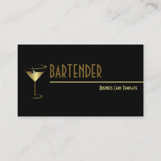 Gold Metallic Cocktail Logo Bartender Visitekaartje