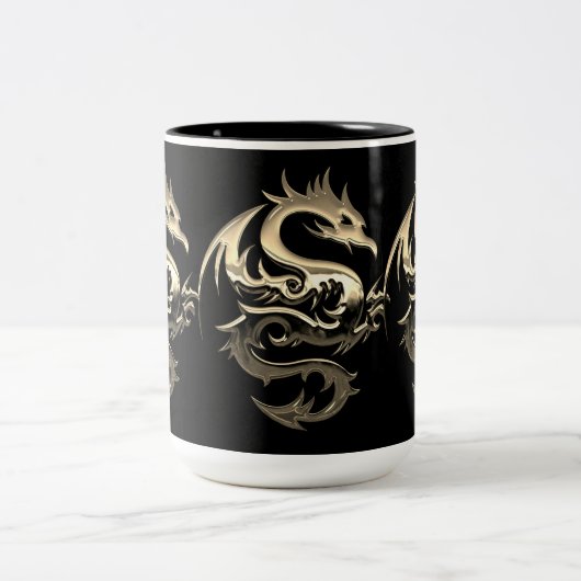 Gold Metallic Dragon Tweekleurige Koffiemok (Center)