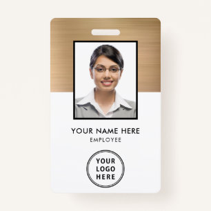 Gold Metallic Employee Photo ID Logo Badge