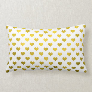 Gold Metallic Faux Foil Hearts Polka Dot Heart Kussen