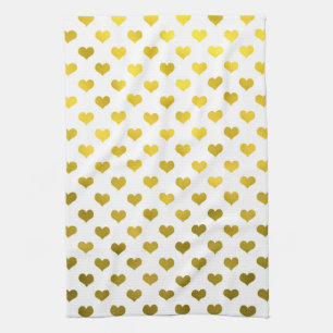 Gold Metallic Faux Foil Hearts Polka Dot Heart Theedoek