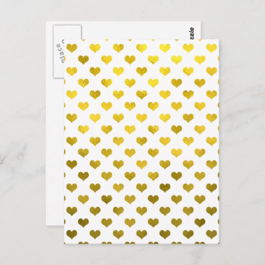 Gold Metallic Faux Foil Hearts Polt Heart Briefkaart (Voorkant / Achterkant)