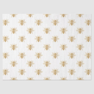 Gold Metallic Faux Foil Photo-effect bijen op wit Tissuepapier
