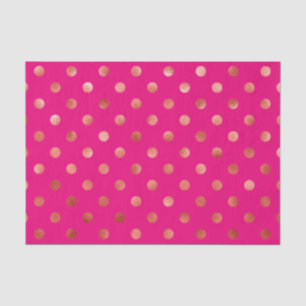 Gold Metallic Faux Foil Polka Pink Achtergrond Tissuepapier