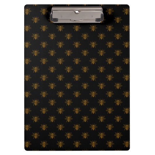Gold Metallic Foil Bees on Black Klembord (Voorkant)