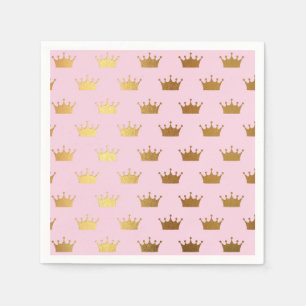 Gold Metallic Foil Crown Crowns Pink Royal Modern Servet