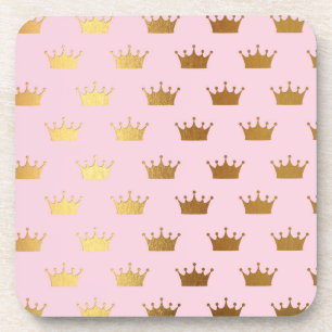 Gold Metallic Folie Crown Crowns Pink Royal Modern Bier Onderzetter