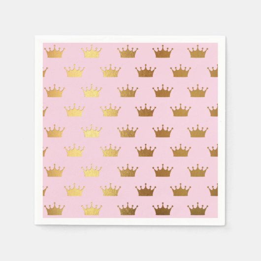 Gold Metallic Folie Crown Crowns Pink Royal Modern Servet (Voorkant)