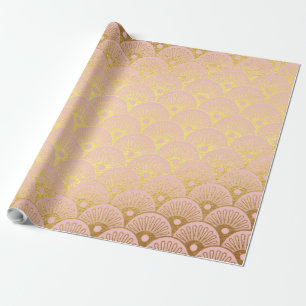 Gold Metallic Folie Mermaid Scales Pink Modern Cadeaupapier