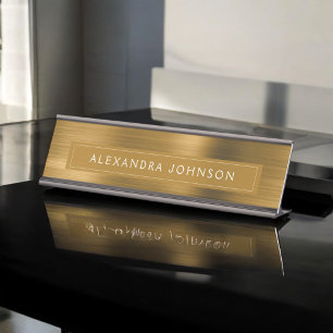 Gold Metallic Folie Modern Elegant Business Bureau Naambordje