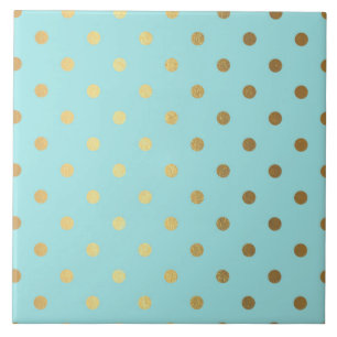 Gold Metallic Folie Polka Dots Blauwgroen Aqua Mod Tegeltje