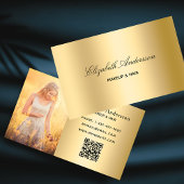 Gold metallic foto qr code elegant visitekaartje