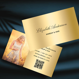 Gold metallic foto qr code elegant visitekaartje