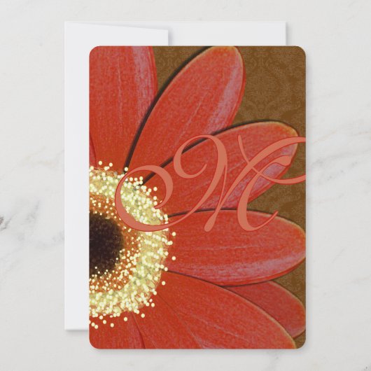 Gold Metallic Gerber Daisy Faire-part de mariage (Dos)