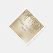 Gold Metallic Glitter Drip Elegant Happy Nieuwjaar Servet (Hoek)