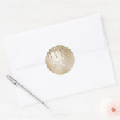 Gold Metallic Glitter Drip Elegant Monogram Ronde Sticker (Envelop)
