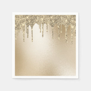 Gold Metallic Glitter Drip Elegant Servet