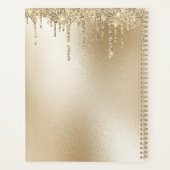 Gold Metallic Glitter Drip Monogram Elegant Planner (Achterkant)