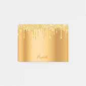 Gold metallic glitter druppelt naamscript in post-it® notes (Voorkant)