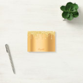 Gold metallic glitter druppelt naamscript in post-it® notes (Kantoor)