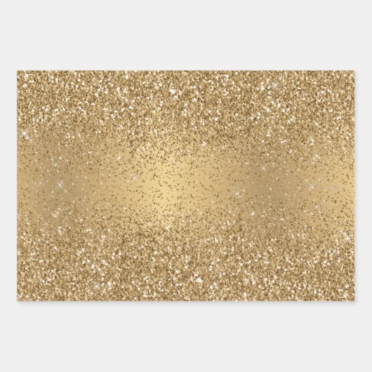 Gold Metallic Glitter Sparkle Patroon Inpakpapier Vel (Voorkant 3)