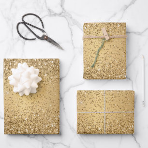 Gold Metallic Glitter Sparkle Patroon Inpakpapier Vel