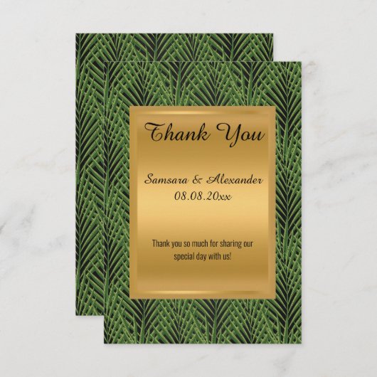 GOLD METALLIC GREEN BOTANICAL Dank je wel Kaart (Voorkant / Achterkant)