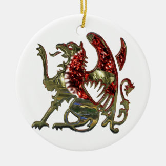 Gold Metallic Griffin Medieval Eagle Lion Keramisch Ornament