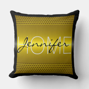 Gold Metallic Holes Metal Kijk Monogram Kussen