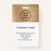 Gold Metallic - ID photo de l'employé Badge du log (Dos)