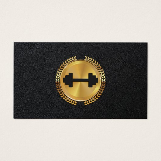 Gold Metallic Leaf Seal | Leder | Pictogram Dumbbe Visitekaartje (Voorkant)