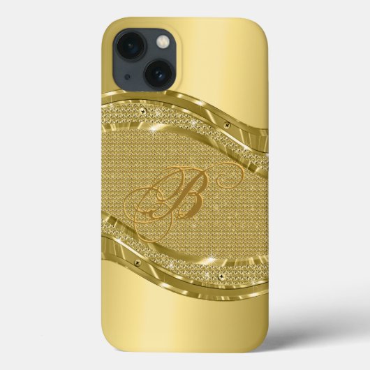 Gold Metallic look met diamanten patroon Case-Mate iPhone Case (Achterkant)