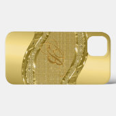 Gold Metallic look met diamanten patroon Case-Mate iPhone Case (Achterkant (horizontaal))