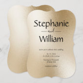 Gold Metallic Modern Elegant Simple Wedding Kaart (Voorkant / Achterkant)