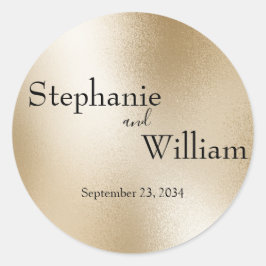 Gold Metallic Modern Elegant Wedding Classic Round Ronde Sticker
