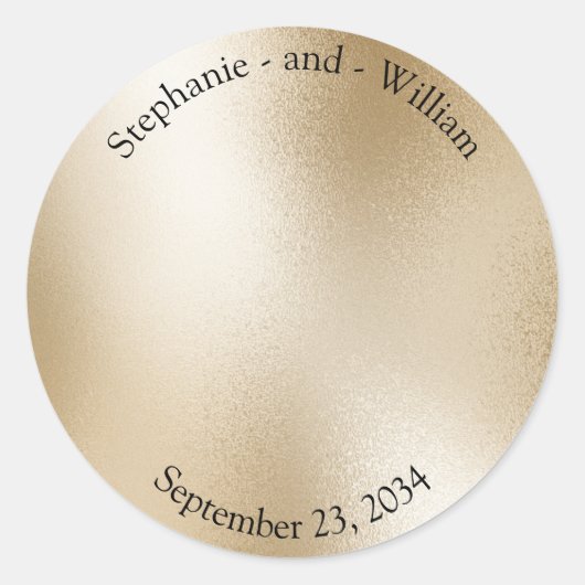 Gold Metallic Modern Elegant Wedding Ronde Sticker (Voorkant)
