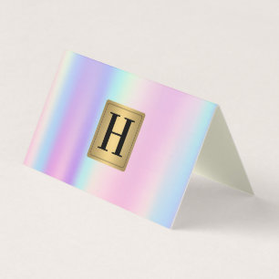 Gold Metallic Monogram   Rainbow Metallic Blend Visitekaartjes