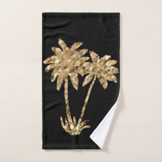 Gold Metallic Palm Trein op Black Handdoek