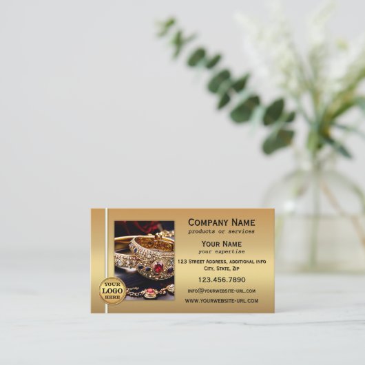 Gold Metallic QR Code and Photo Professional  Visitekaartje (Staand voorkant)