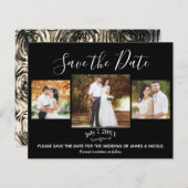 Gold Metallic Rozen Wedding Photo Save the Date (Voorkant / Achterkant)