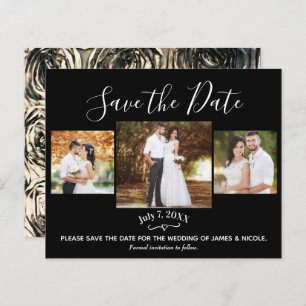 Gold Metallic Rozen Wedding Photo Save the Date