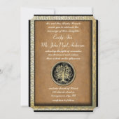Gold Metallic Swirl Tree Gold Border Wedding Kaart (Voorkant)