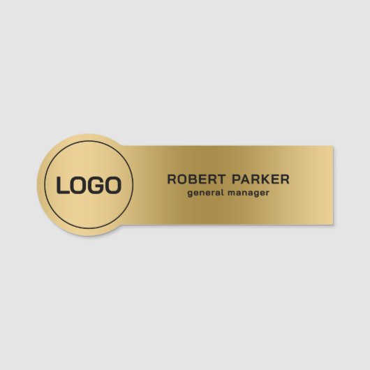 Gold Metallic Texture Logo Naamplaatje (Voorkant)