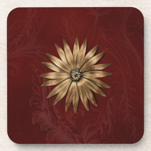 Gold Metallic ventilator op rode weefsels Bier Onderzetter (Voorkant)