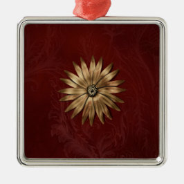 Gold Metallic ventilator op rode weefsels Metalen Ornament