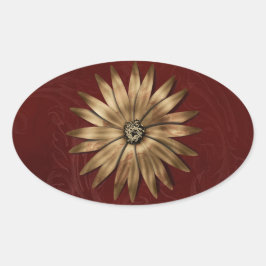 Gold Metallic ventilator op rode weefsels Ovale Sticker