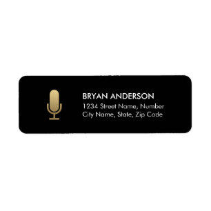 Gold Microphone Return-adreslabel Etiket
